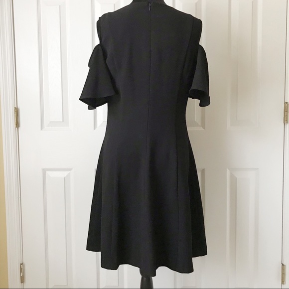 SHARAGANO Black Cold Shoulder Dress Size 8 - Picture 5 of 6